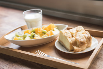 breakfast with fruit and cake