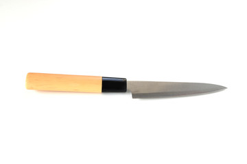steel kitchen knife on white background
