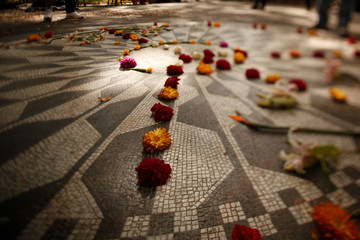 Flowers on Central Park Imagine Memorial