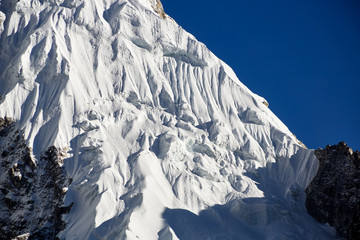 Himalayas mountain landscape. Steep cliffs of Himalayan peaks.