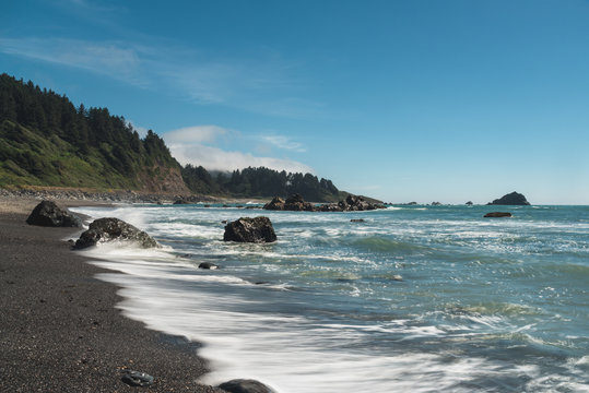 Sunny summer afternoon on the beautiful Northern California coastline 