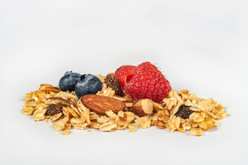 Granola rich mixture close-up. Macro photography of a great rich granola heap