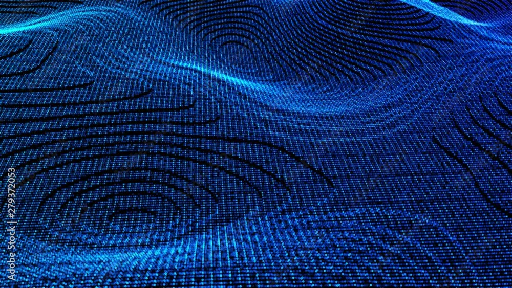 Poster wave particles abstract surface with flicker effect, computer generated 3d rendering background like