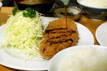 japanese food; tonkutsu (fried pork)