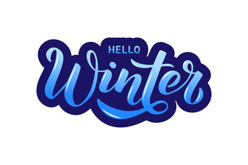 Hello Winter - Hand written lettering phrase.