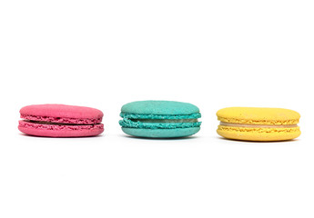Cake macaron or macaroon or French Macaroon isolated on white Background top View 