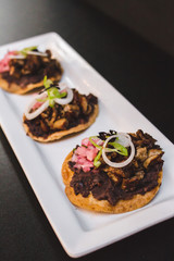 canape with meat and sauce restaurant