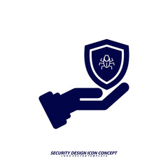 Security icon logo design vector. Protection and Security Vector Line Icons Set. Business Data Protection Technology, Cyber Security, Computer Network Protection. Editable Stroke. Web Icon