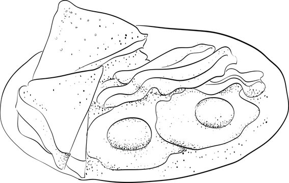 eggs and bacon clipart black and white