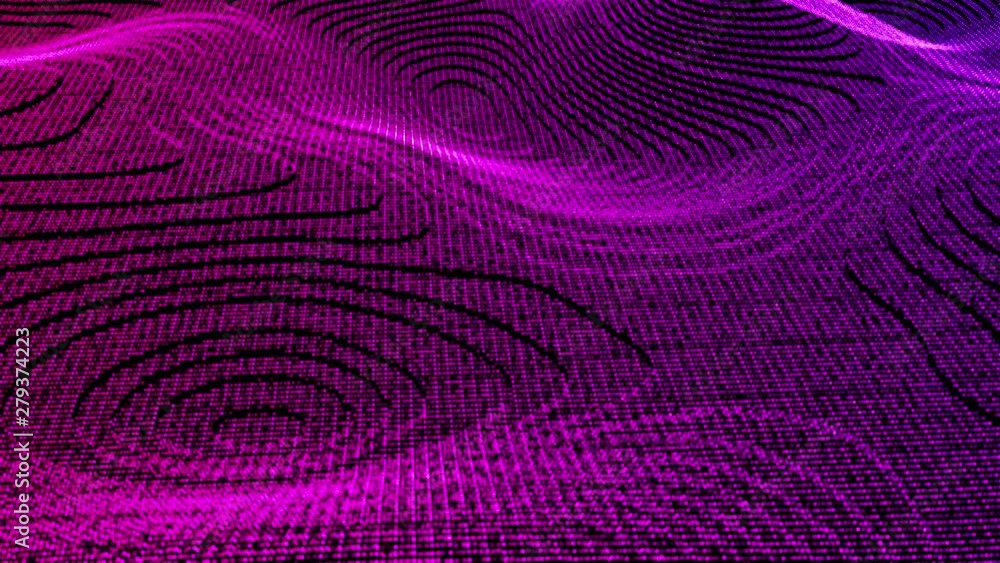 Poster wave particles abstract surface with flicker effect, computer generated 3d rendering background like