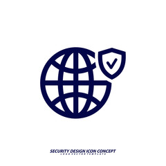 Security icon logo design vector. Protection and Security Vector Line Icons Set. Business Data Protection Technology, Cyber Security, Computer Network Protection. Editable Stroke. Web Icon