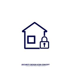 Security icon logo design vector. Protection and Security Vector Line Icons Set. Business Data Protection Technology, Cyber Security, Computer Network Protection. Editable Stroke. Web Icon