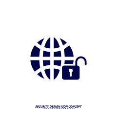 Security icon logo design vector. Protection and Security Vector Line Icons Set. Business Data Protection Technology, Cyber Security, Computer Network Protection. Editable Stroke. Web Icon