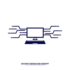 Security icon logo design vector. Protection and Security Vector Line Icons Set. Business Data Protection Technology, Cyber Security, Computer Network Protection. Editable Stroke. Web Icon