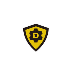 Safety Manufacturing Logo Design Inspiration With Shield And Letter D