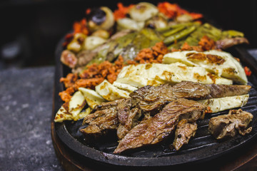grilled meat and vegetables