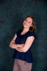 Fototapeta premium Portrait of Beautiful Young Woman in Studio