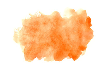 colorful orange watercolor background.Bright brush strokes on white background