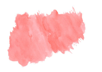 colorful red watercolor background.Bright brush strokes on white background