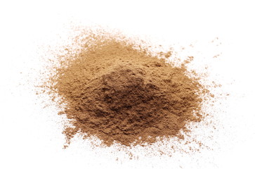 Ground cinnamon powder isolated on white background