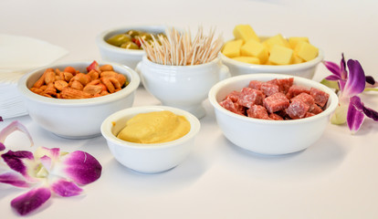 Background of varieties of snack for party between friends and family or New year party. 