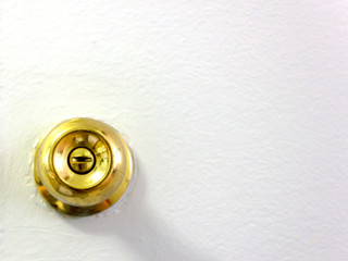isolated golden door handle on a white background