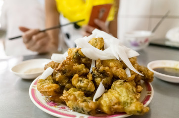 Taiwanese snacks of delicious fry oyster