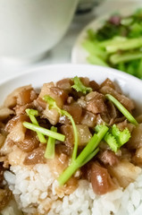 Chinese braised pork on rice