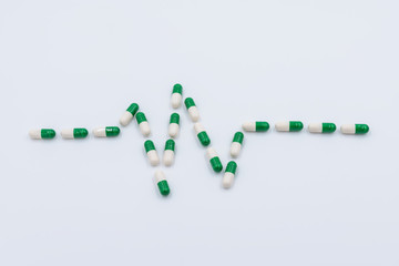 Drug capsule electrocardiogram concept