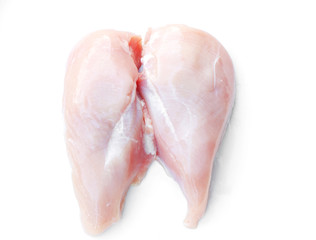 close up of fresh chicken breast isolated on white background.