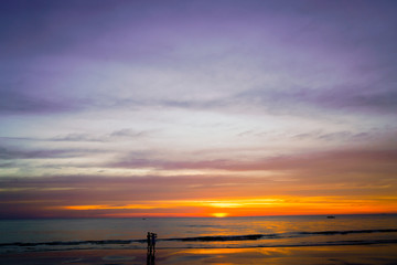 Fototapeta na wymiar Sunset Sky Background on the beach in summer