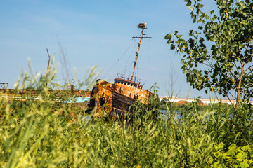 Abandoned boat in Staten Island New York City, also known as, the Tugboat Graveyard