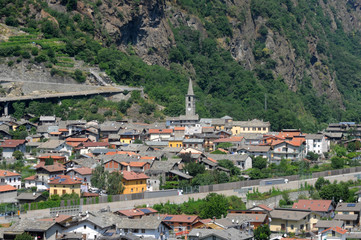 The town of Bard beginning of the Aosta Valley - Italy