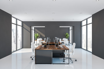 Glossy floor gray open space office