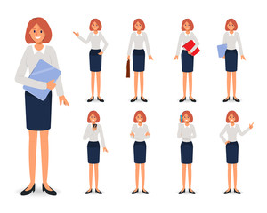 Set of Businesswoman character in job pose.