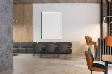 Interior of modern bar with poster
