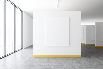 Loft white and yellow poster gallery interior