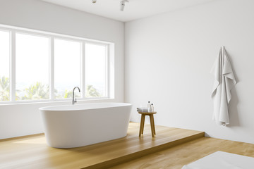 Fototapeta na wymiar White bathroom corner with tub