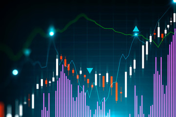 Purple digital graphs and bar charts