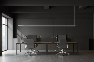 Grey open space office interior