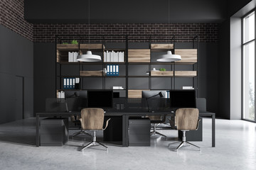 Grey open space office interior