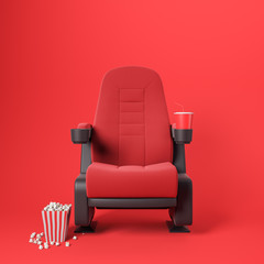 Red cinema chair on red background