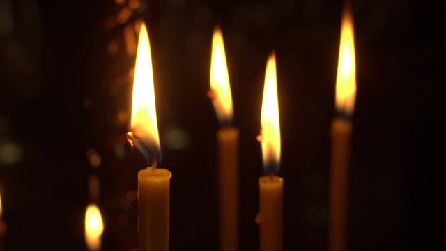 candles are lit close up