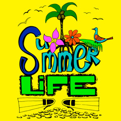 Summer beach illustration hand drawing