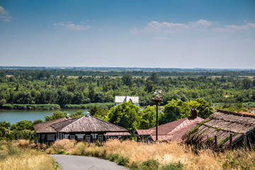 Rostov-on-Don farm Starozolotovsky - an official member of the Federation of the most beautiful villages and towns of the world. View of the river Don and the roofs of the farm.