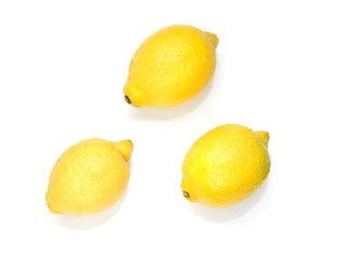 Yellow lemons isolated on the white background.