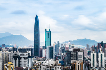City skyline scenery of Luohu District, Shenzhen, Guangdong, China