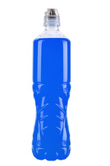 blue water in a plastic bottle