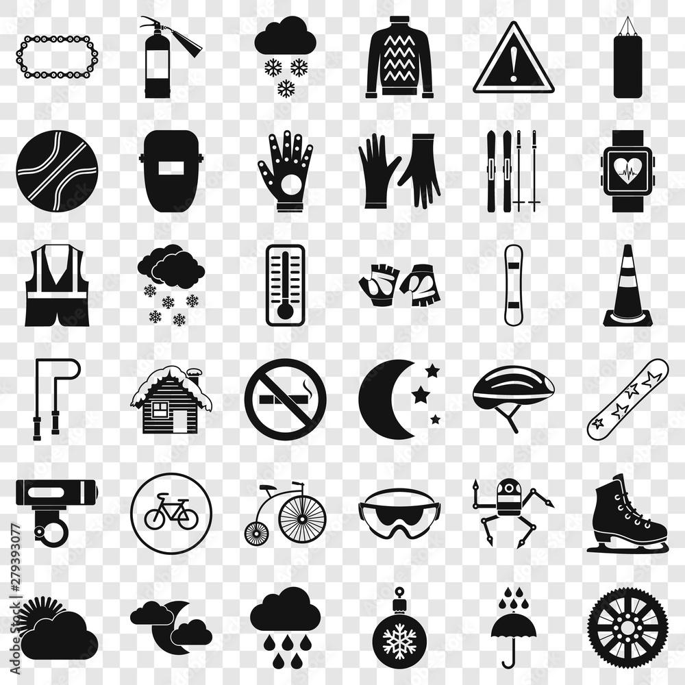 Poster glove icons set. simple style of 36 glove vector icons for web for any design