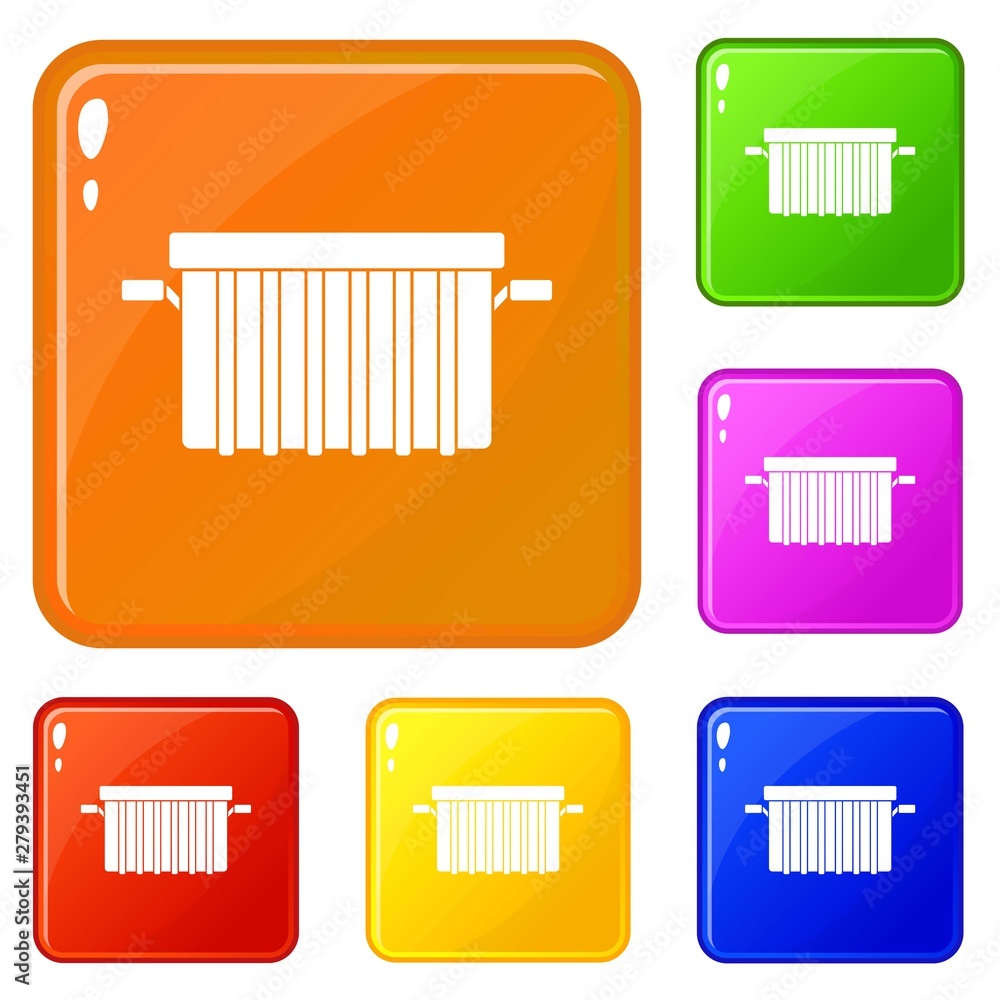 Aufkleber garbage tank icons set collection vector 6 color isolated on white background